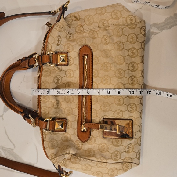 Michael Kors Calista Monogrammed Logo MK Handbag Crossbody Bag Brown - Picture 14 of 15